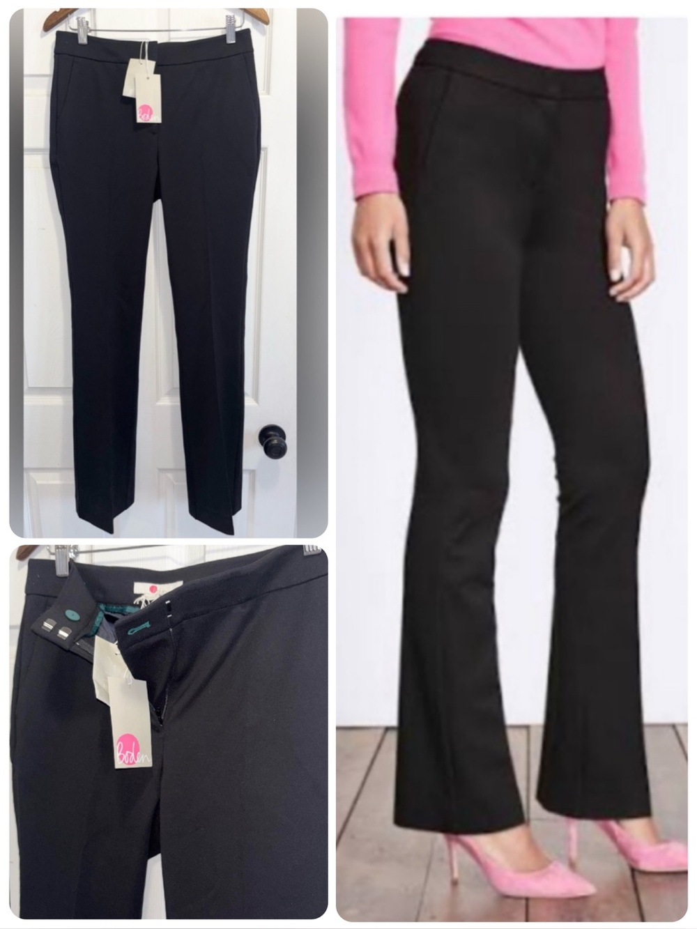 NWT Boden Hampshire Ponte Bootcut Trousers Black Pants Size 8 Regular Brand New